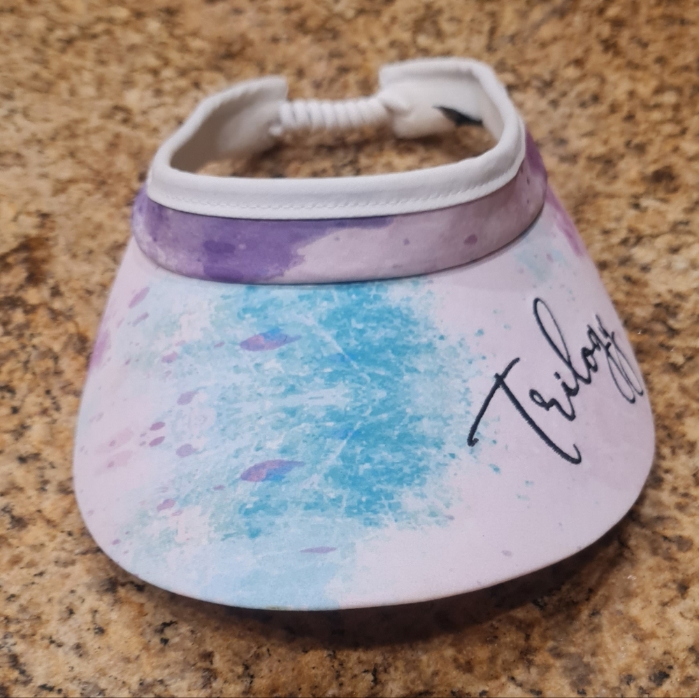 Trilogy Ladies Oversized Visor Purple Aqua Pink Adjustable EUC